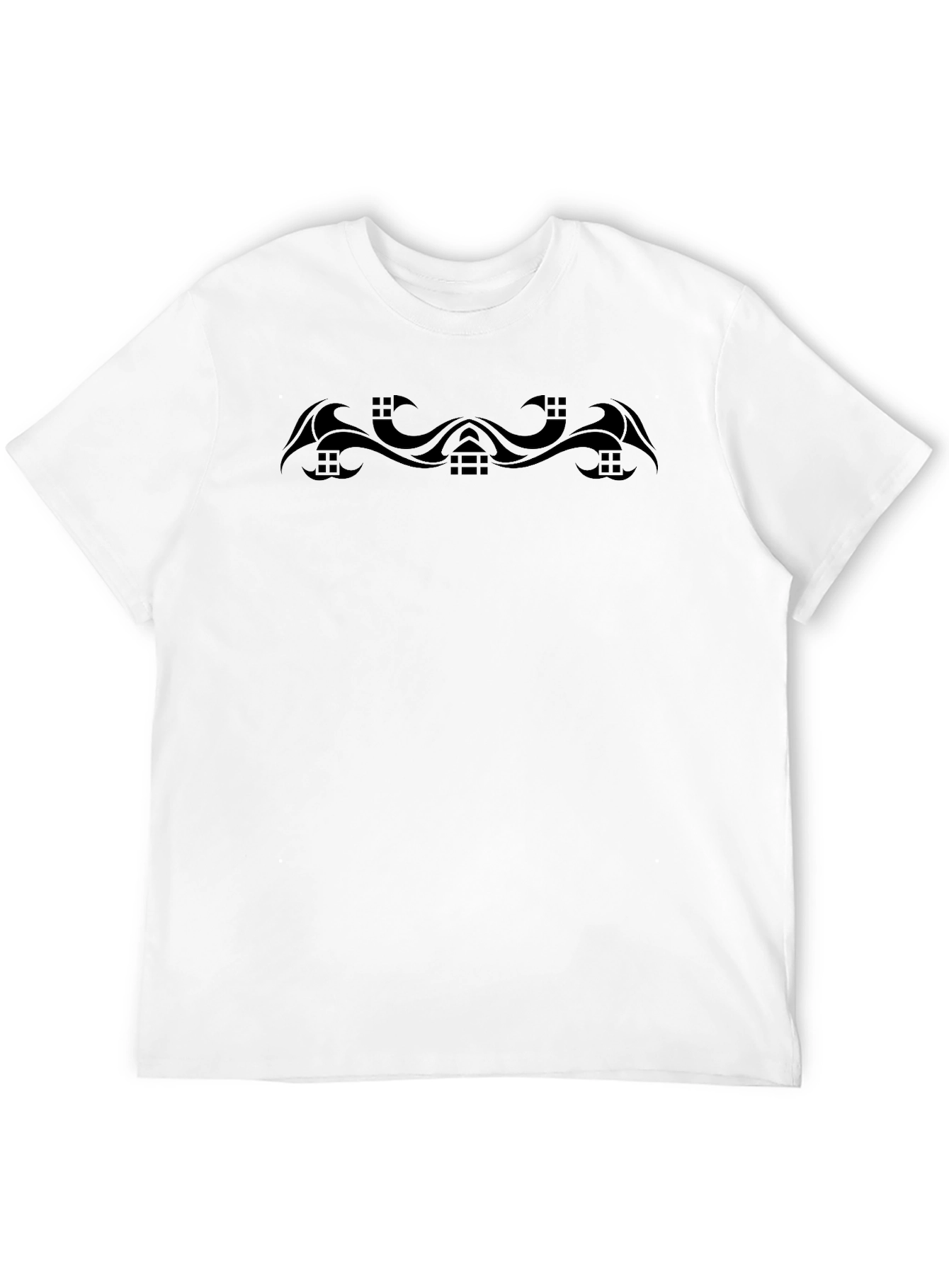 Black Graphic Tee - Tribal Wave Design