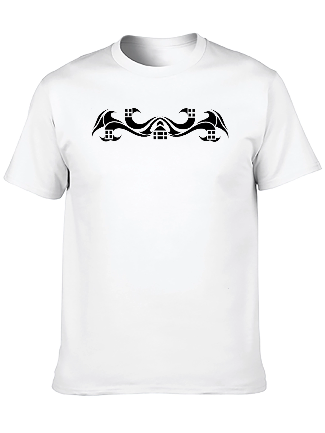 Black Graphic Tee - Tribal Wave Design