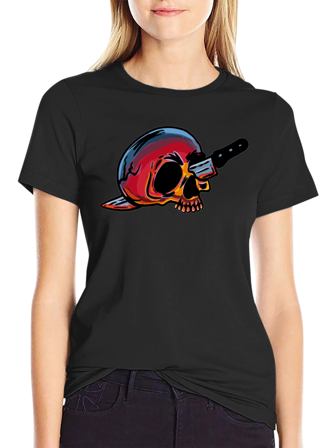 Skull & Knife Graphic Tee - Edgy Cool