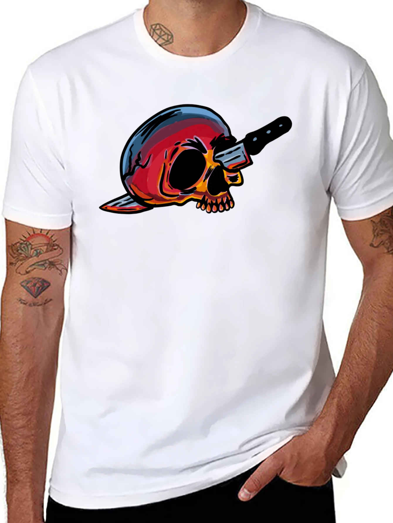 Skull & Knife Graphic Tee - Edgy Cool