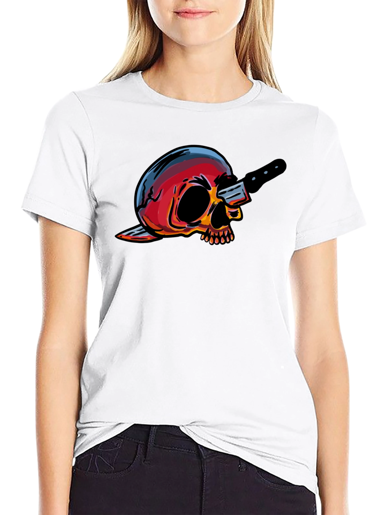 Skull & Knife Graphic Tee - Edgy Cool