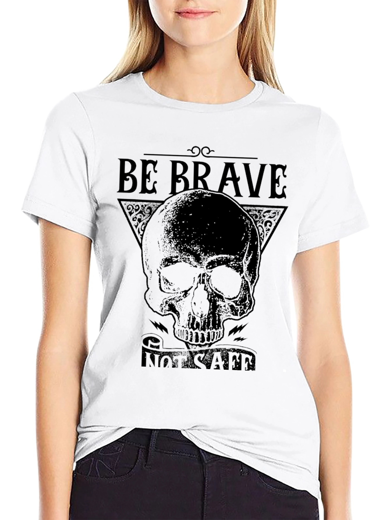 Be Brave T-Shirt - Skull Graphic Tee - Mens