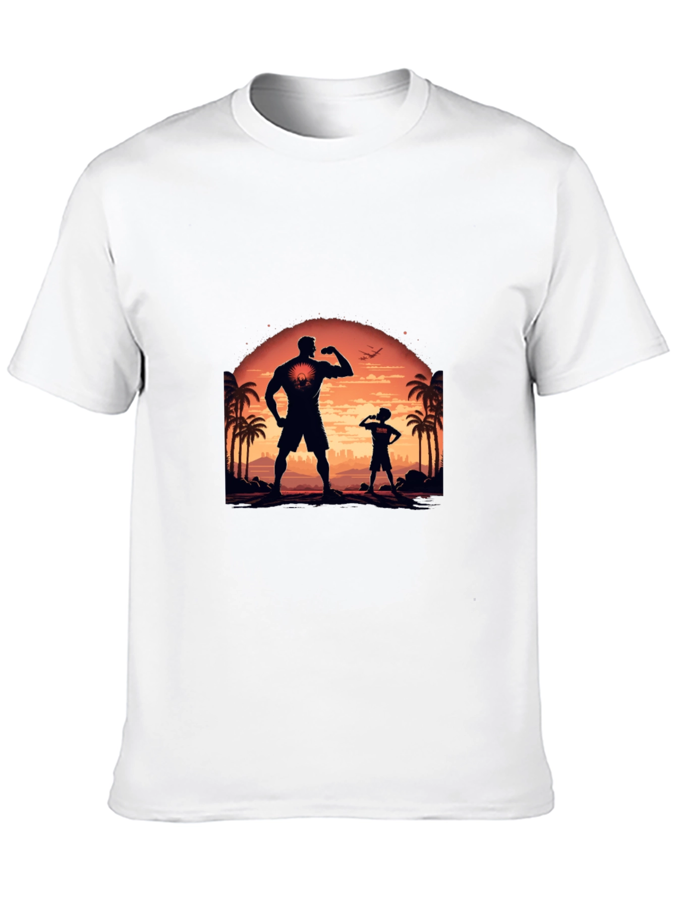 Black T-Shirt: Father-Son Silhouette Design