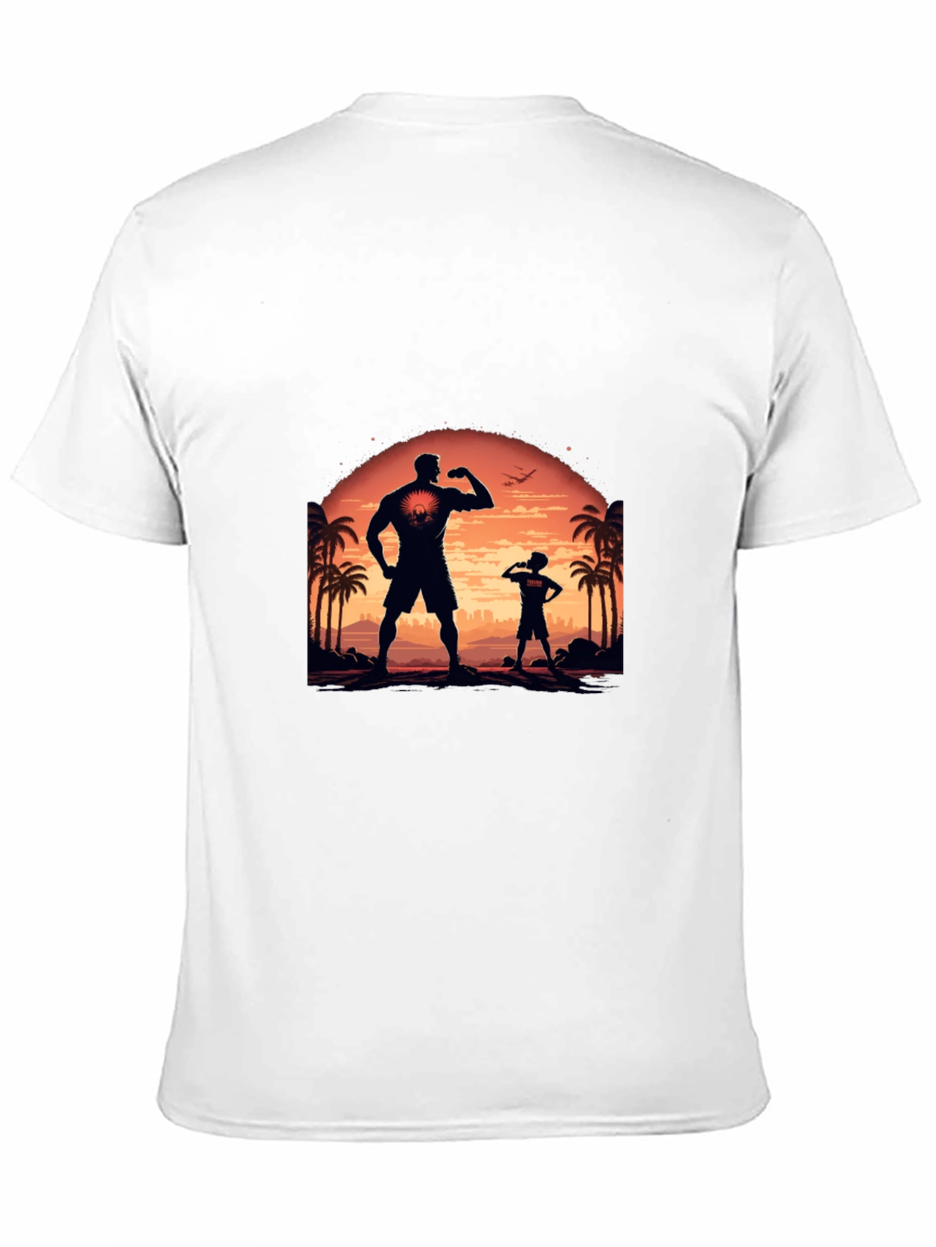 Black T-Shirt: Father-Son Silhouette Design