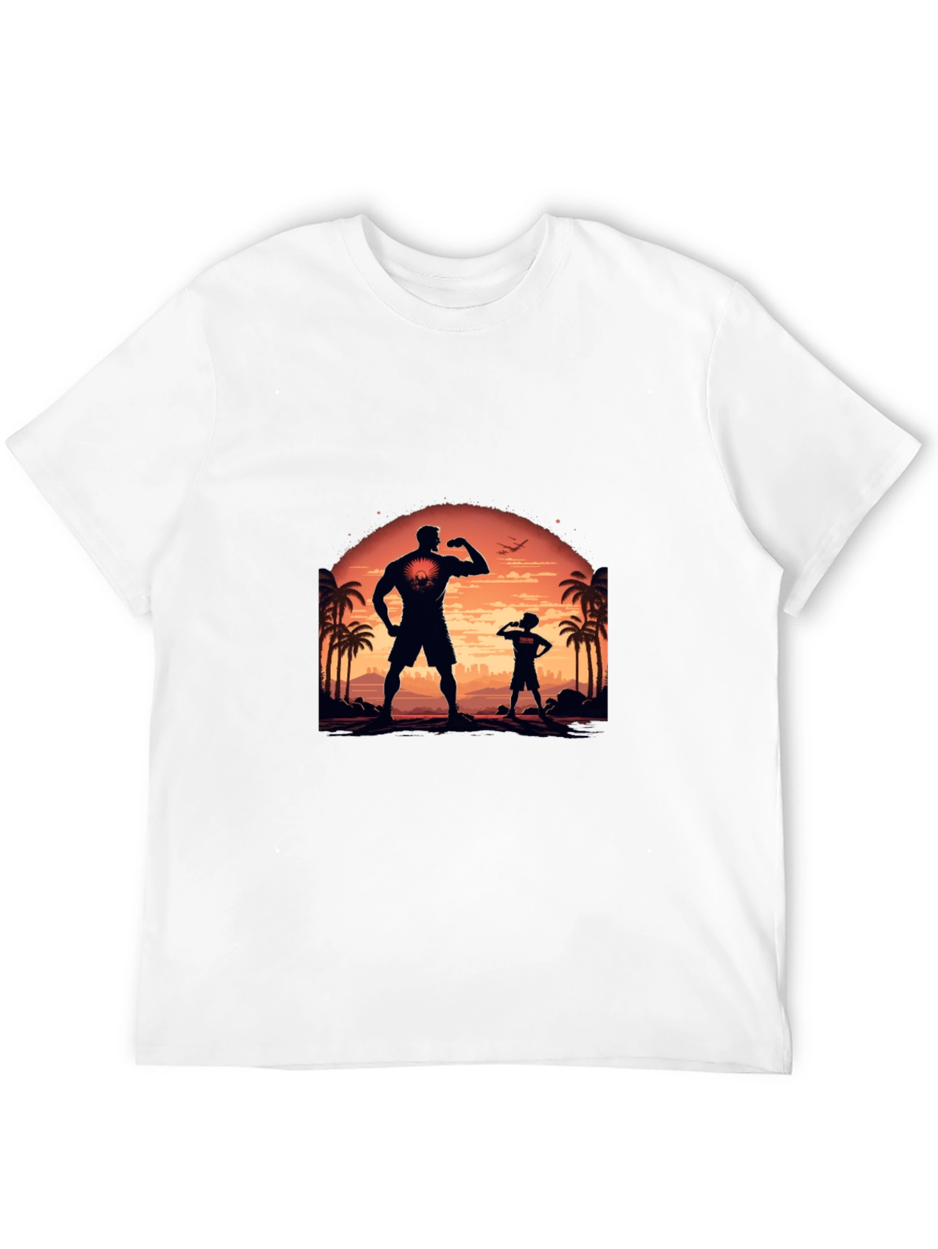 Black T-Shirt: Father-Son Silhouette Design