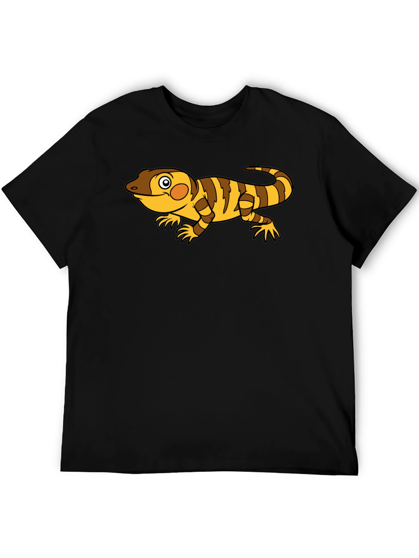 Black T-Shirt with Cartoon Lizard Design