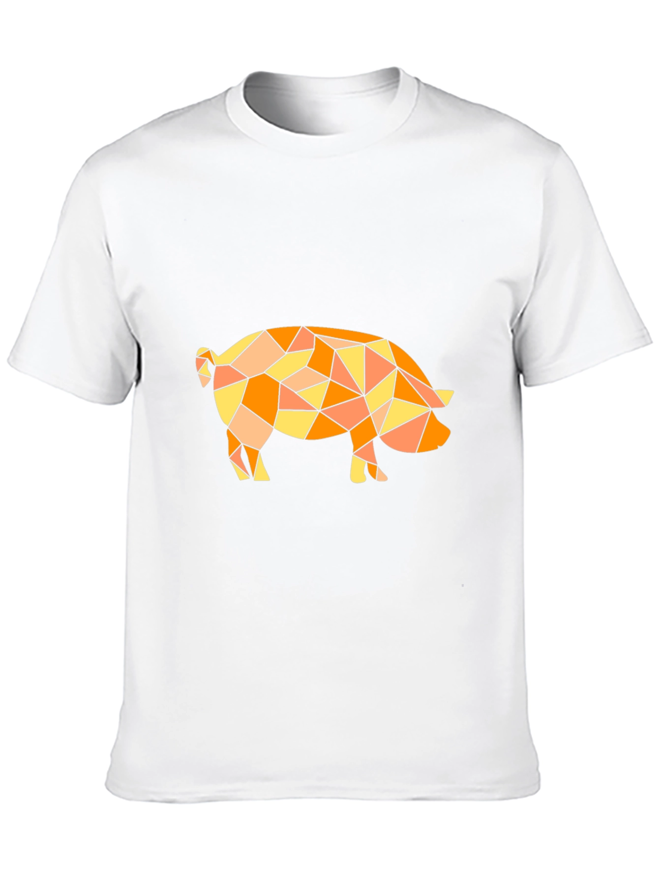 Geometric Pig Graphic Tee - Modern Art Black T-Shirt