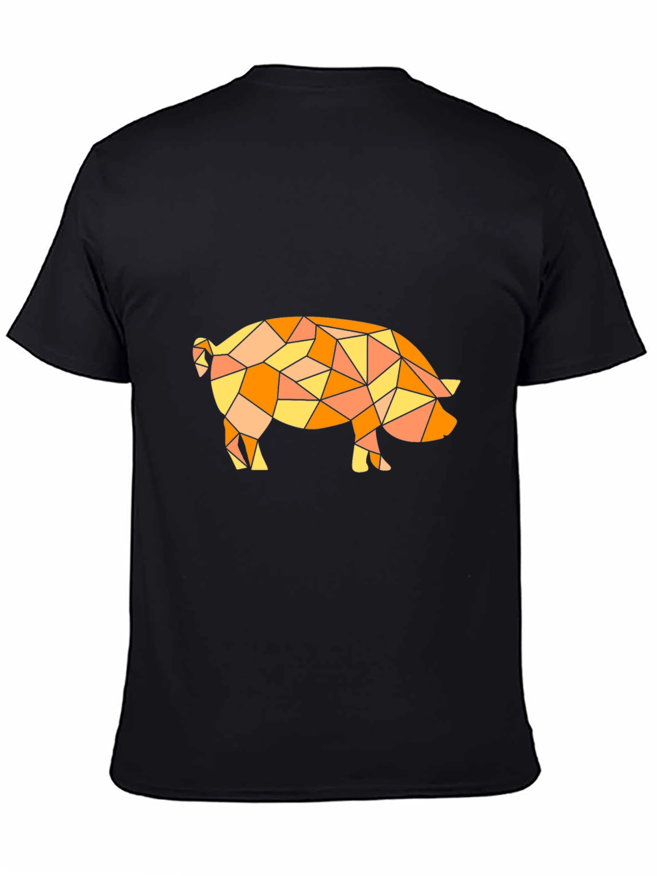 Geometric Pig Graphic Tee - Modern Art Black T-Shirt