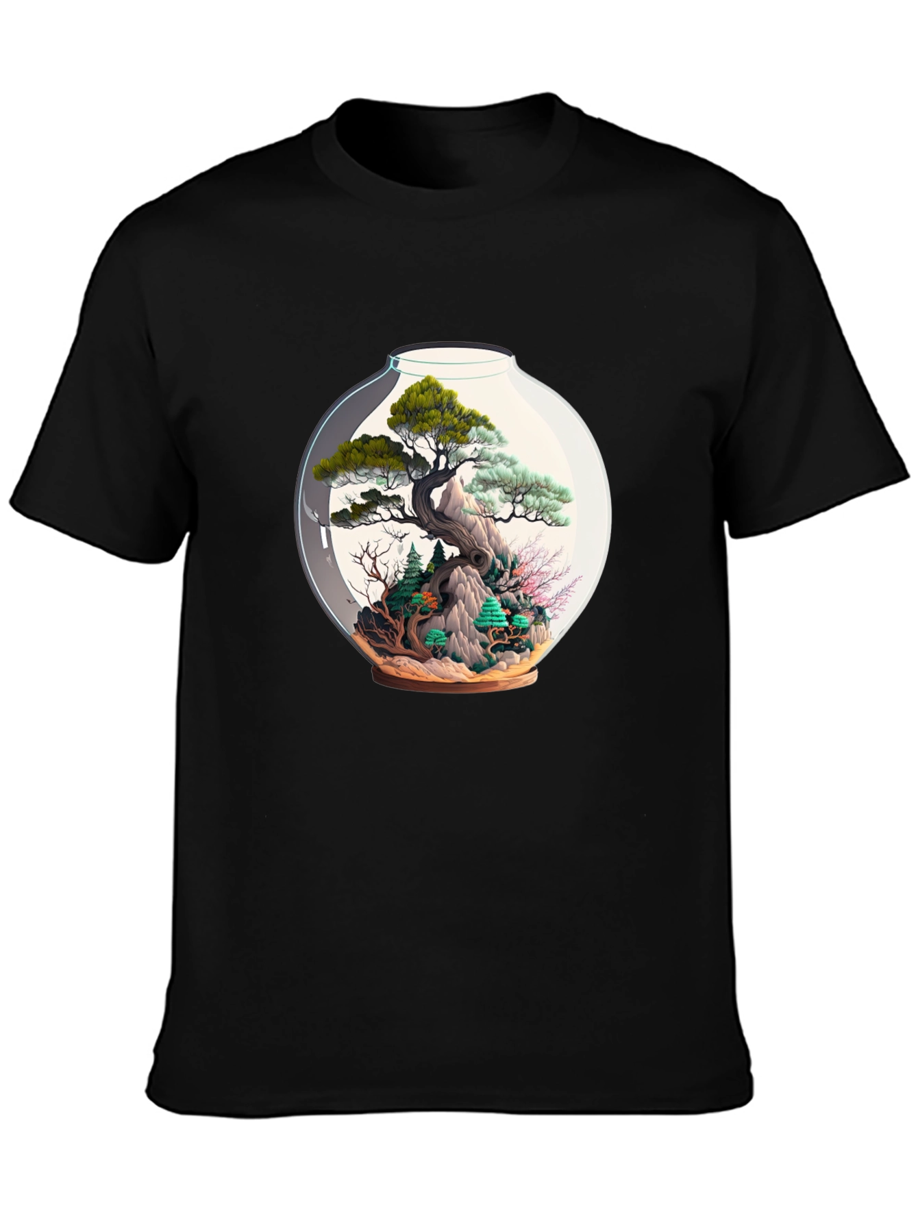 Terrarium Bonsai Tree Black T-Shirt