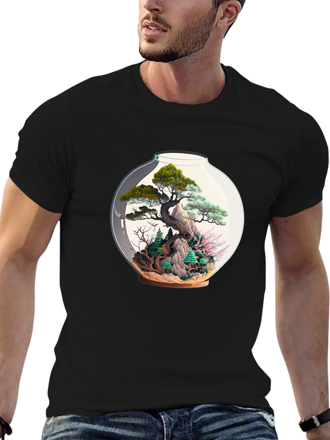 Terrarium Bonsai Tree Black T-Shirt