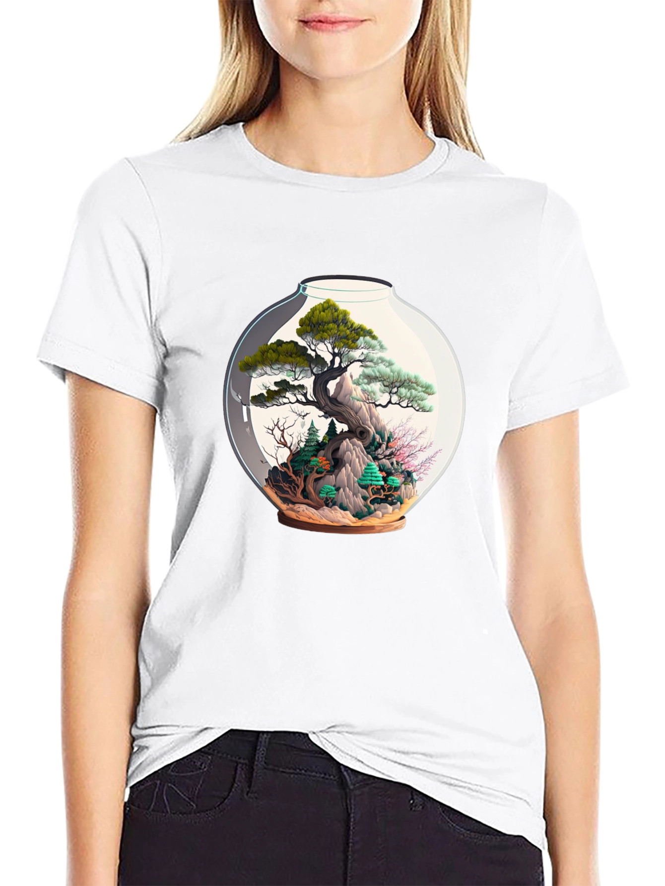 Terrarium Bonsai Tree Black T-Shirt