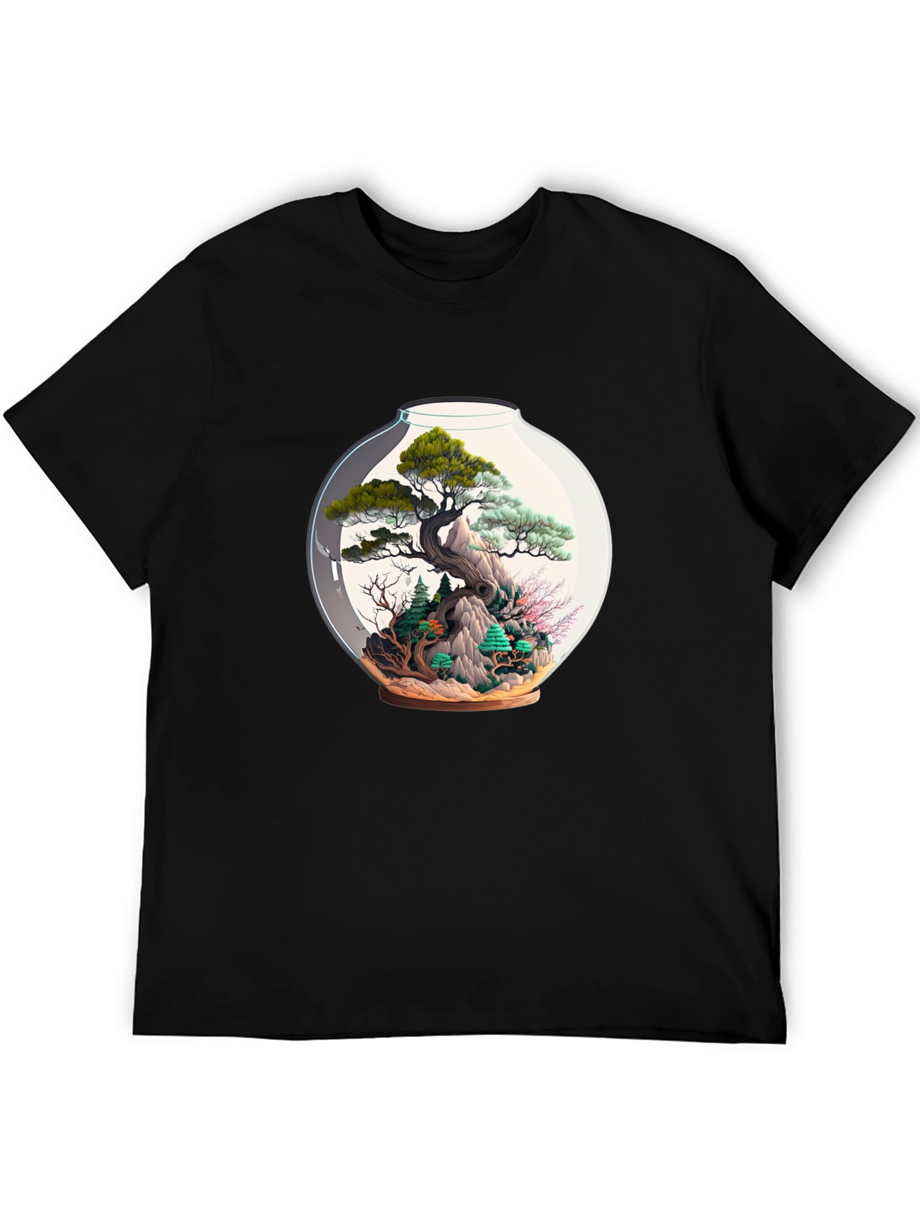 Terrarium Bonsai Tree Black T-Shirt