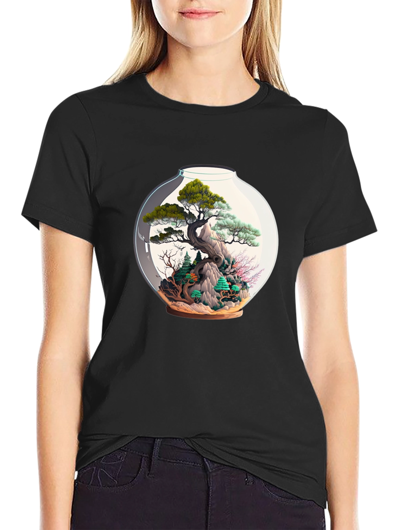 Terrarium Bonsai Tree Black T-Shirt