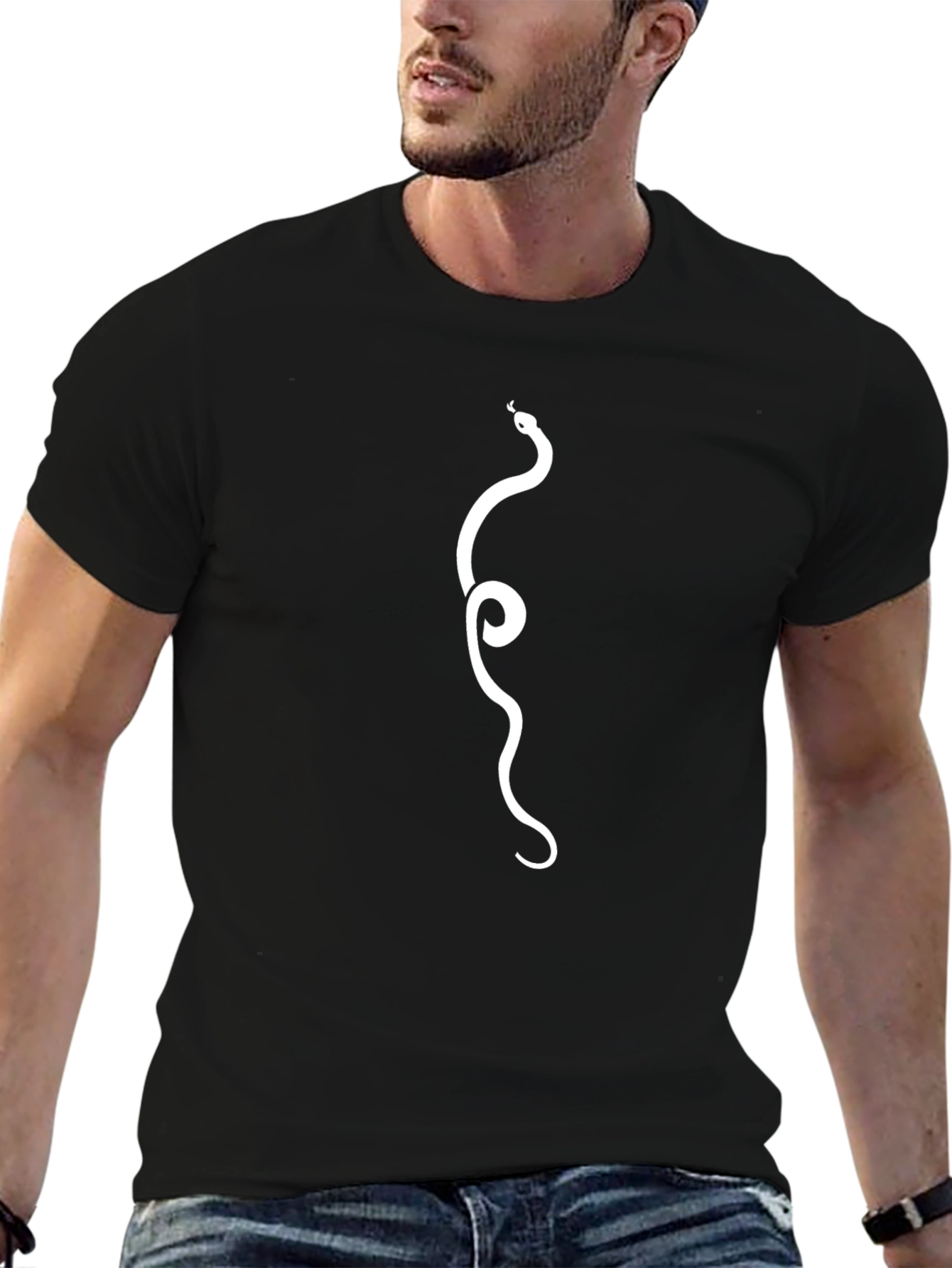 Snake Graphic Tee - Stylish Mens Black T-Shirt