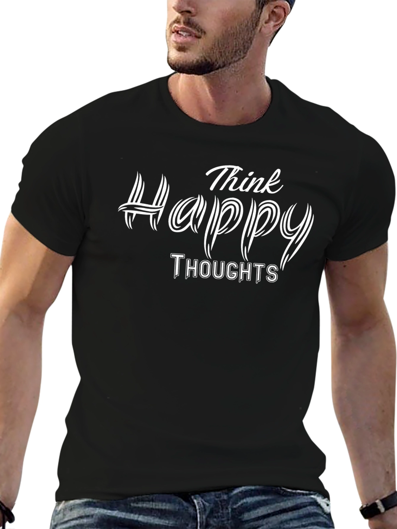 Think Happy Thoughts Graphic Tee - Black