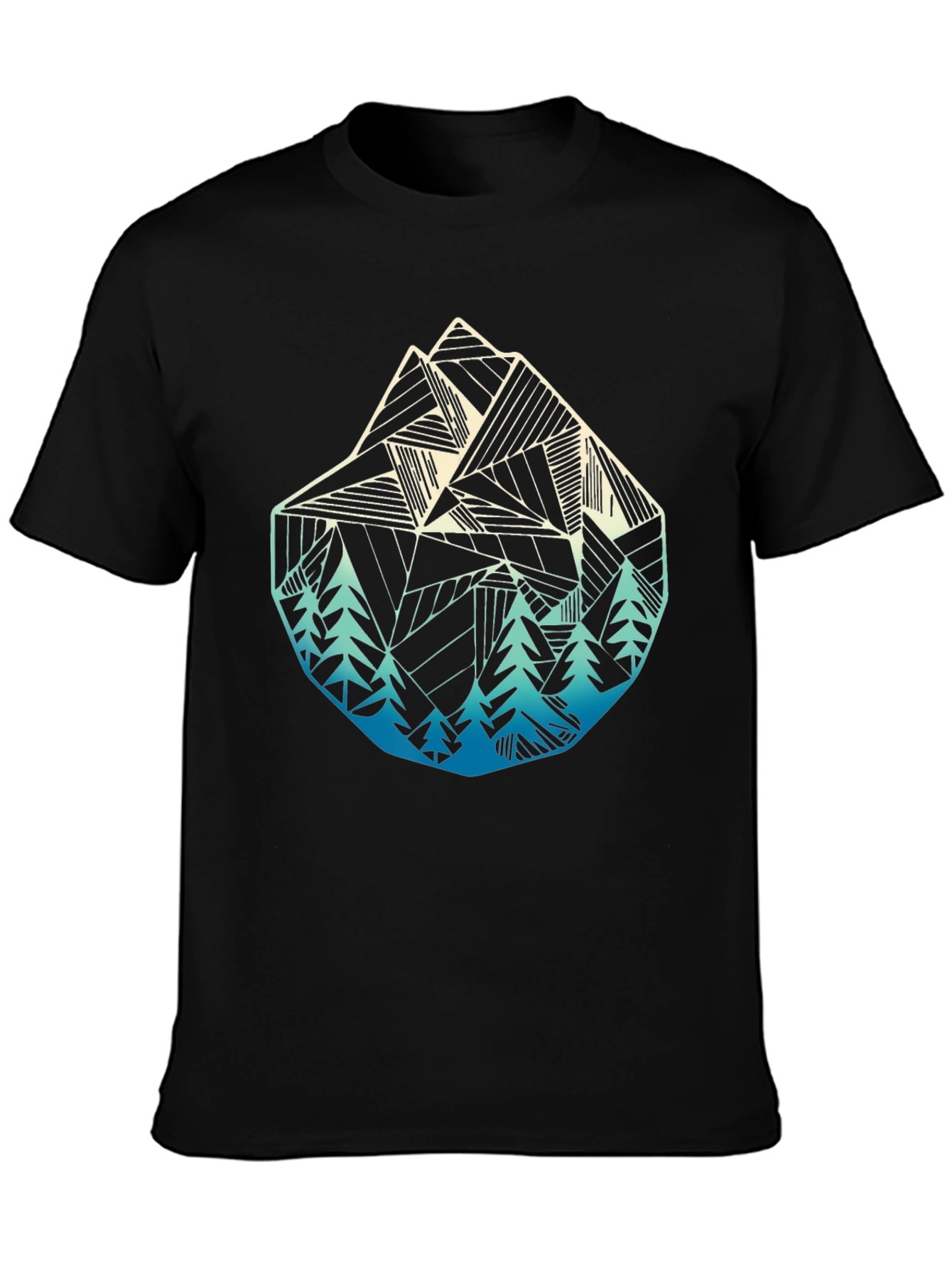 Geometric Mountain & Trees Graphic T-Shirt