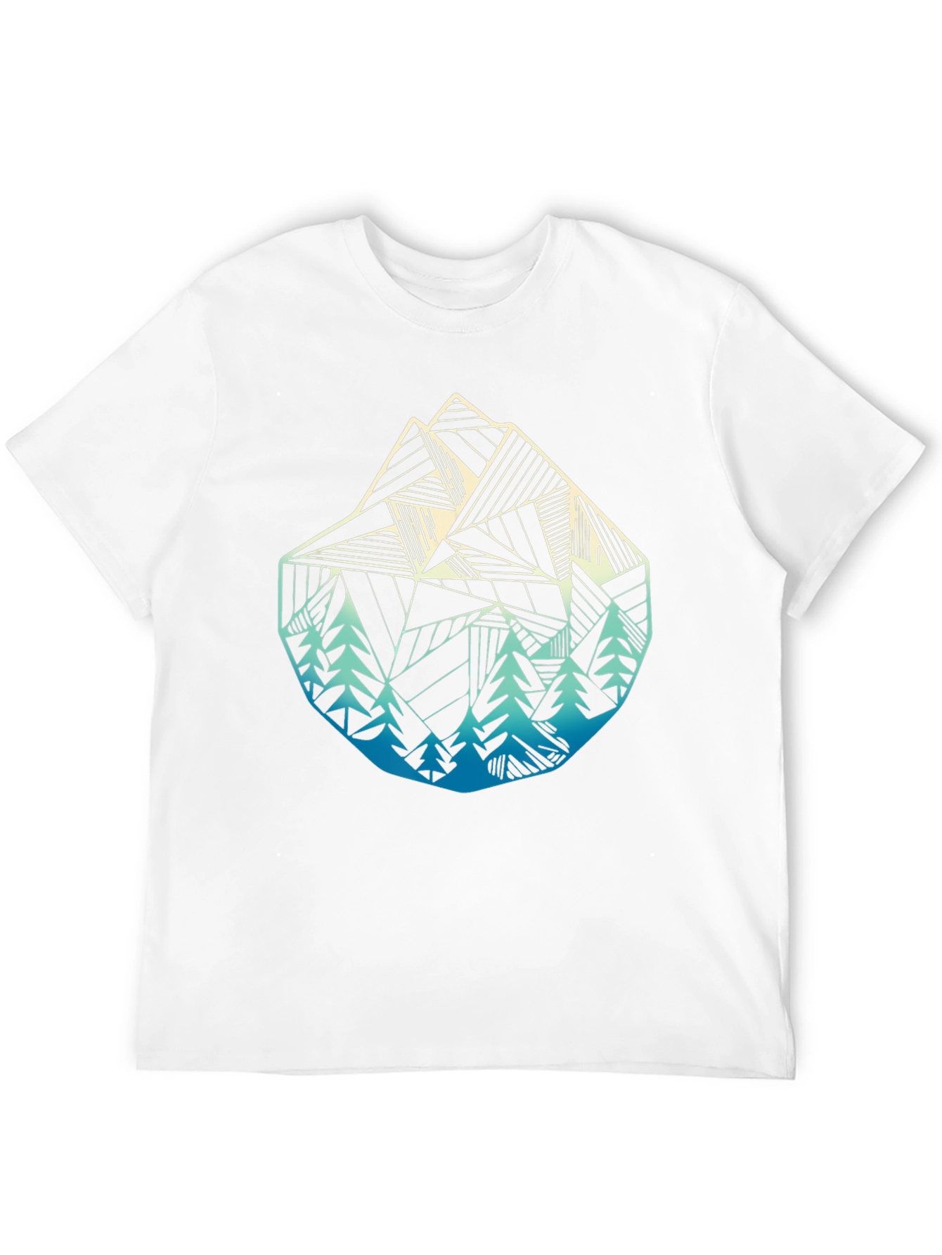 Geometric Mountain & Trees Graphic T-Shirt