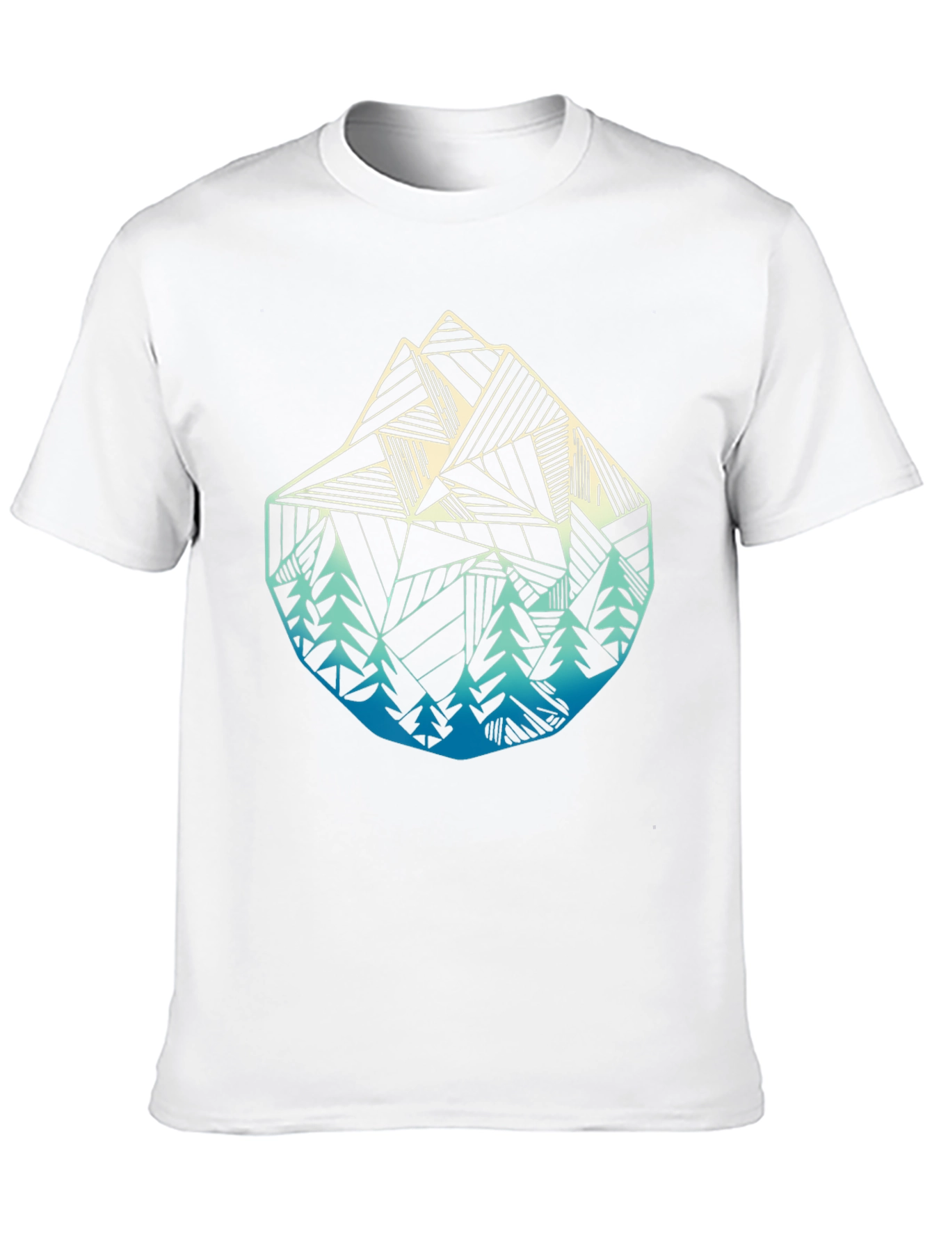 Geometric Mountain & Trees Graphic T-Shirt