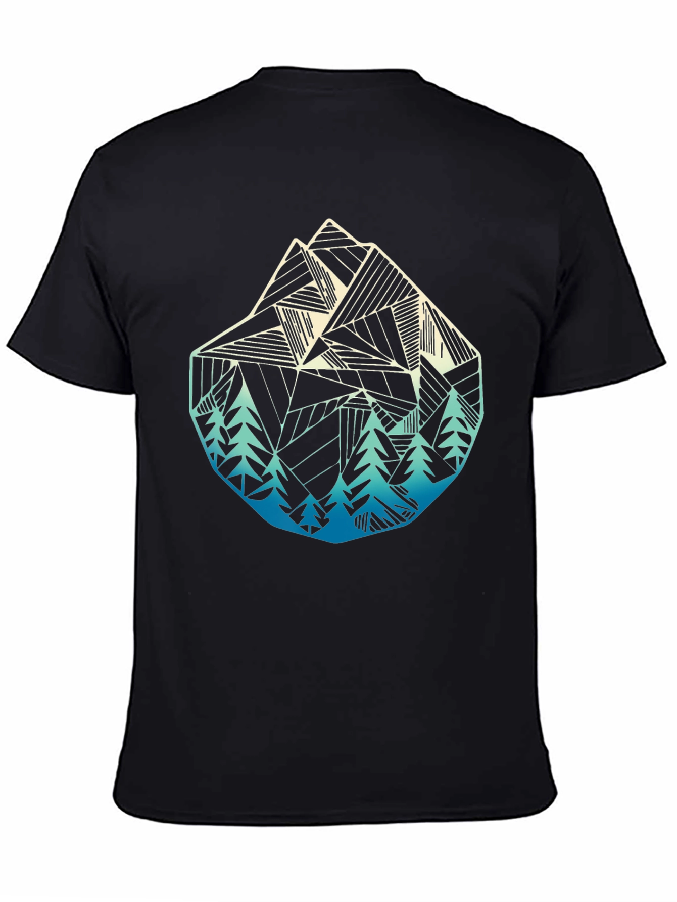 Geometric Mountain & Trees Graphic T-Shirt