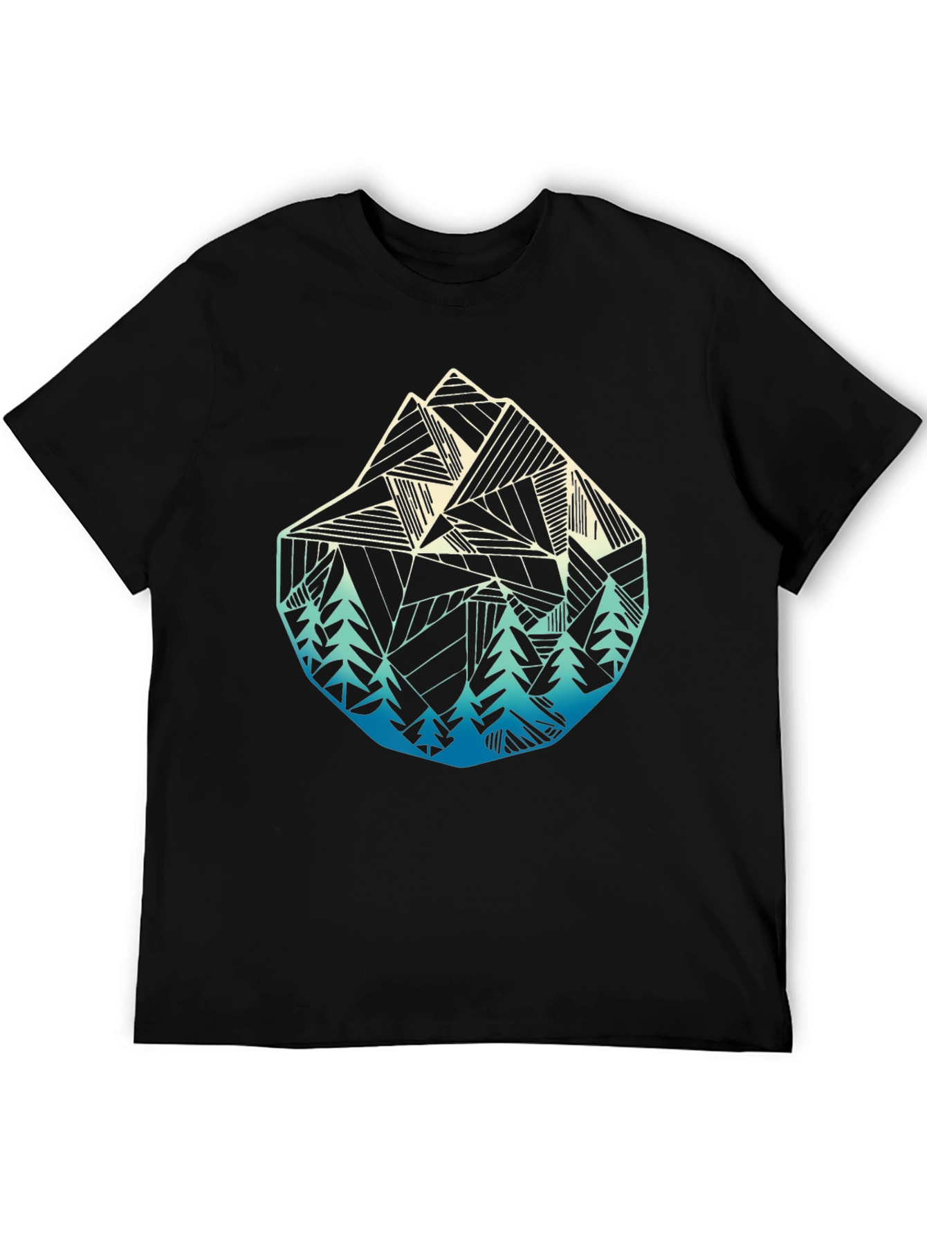 Geometric Mountain & Trees Graphic T-Shirt