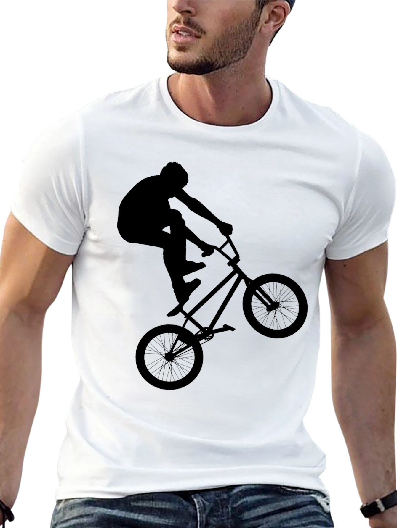 BMX Rider Graphic Tee - Black Casual Shirt