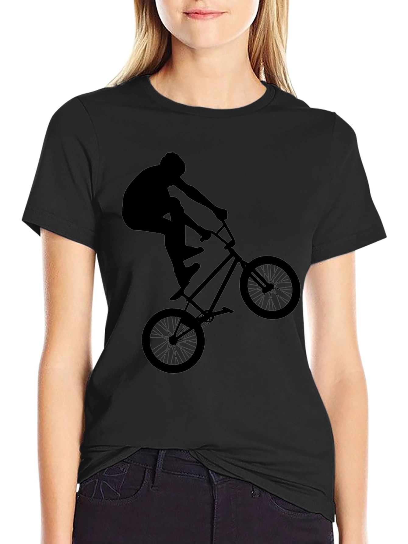 BMX Rider Graphic Tee - Black Casual Shirt