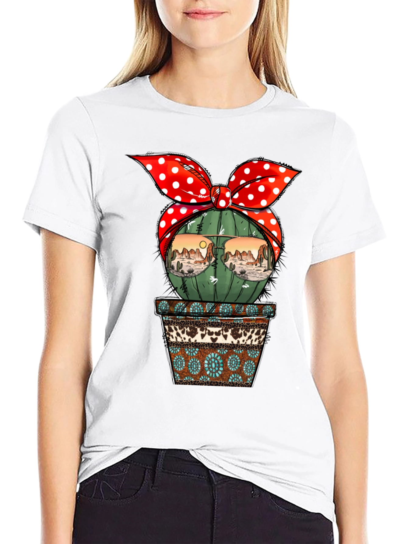 Cactus in Pot Graphic Tee - Western Style
