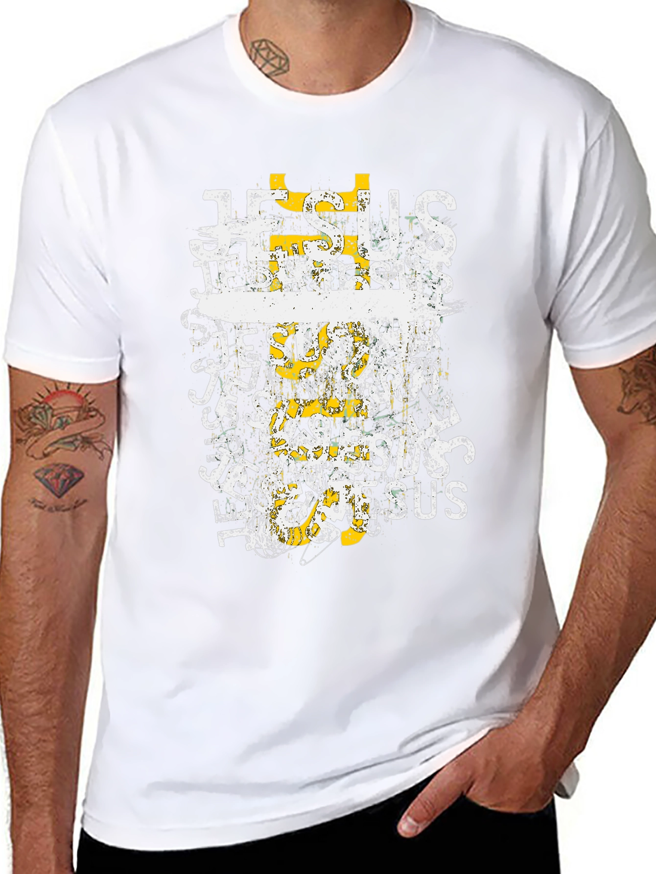 Jesus Graphic Print Crew Neck Tee