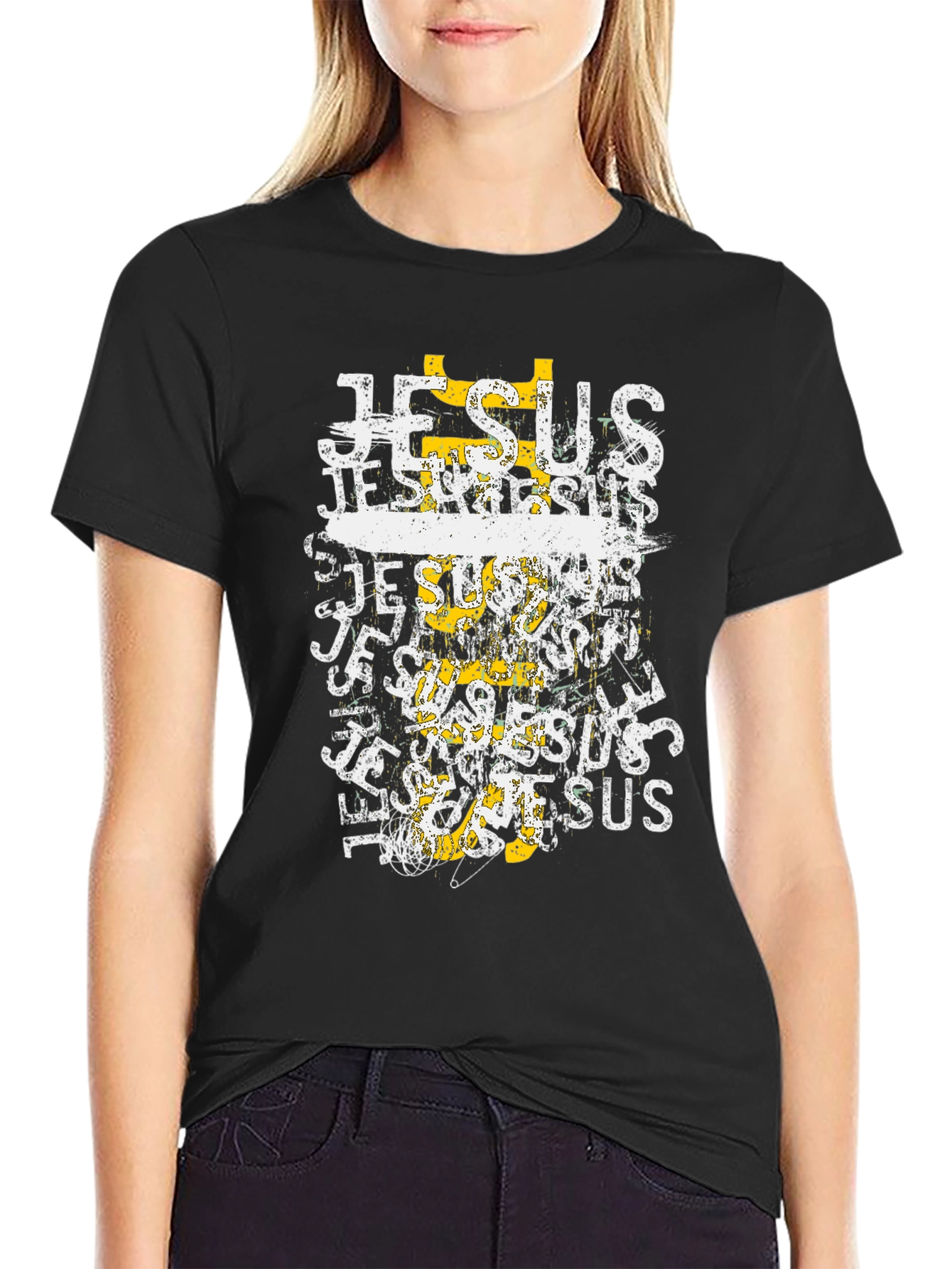 Jesus Graphic Print Crew Neck Tee