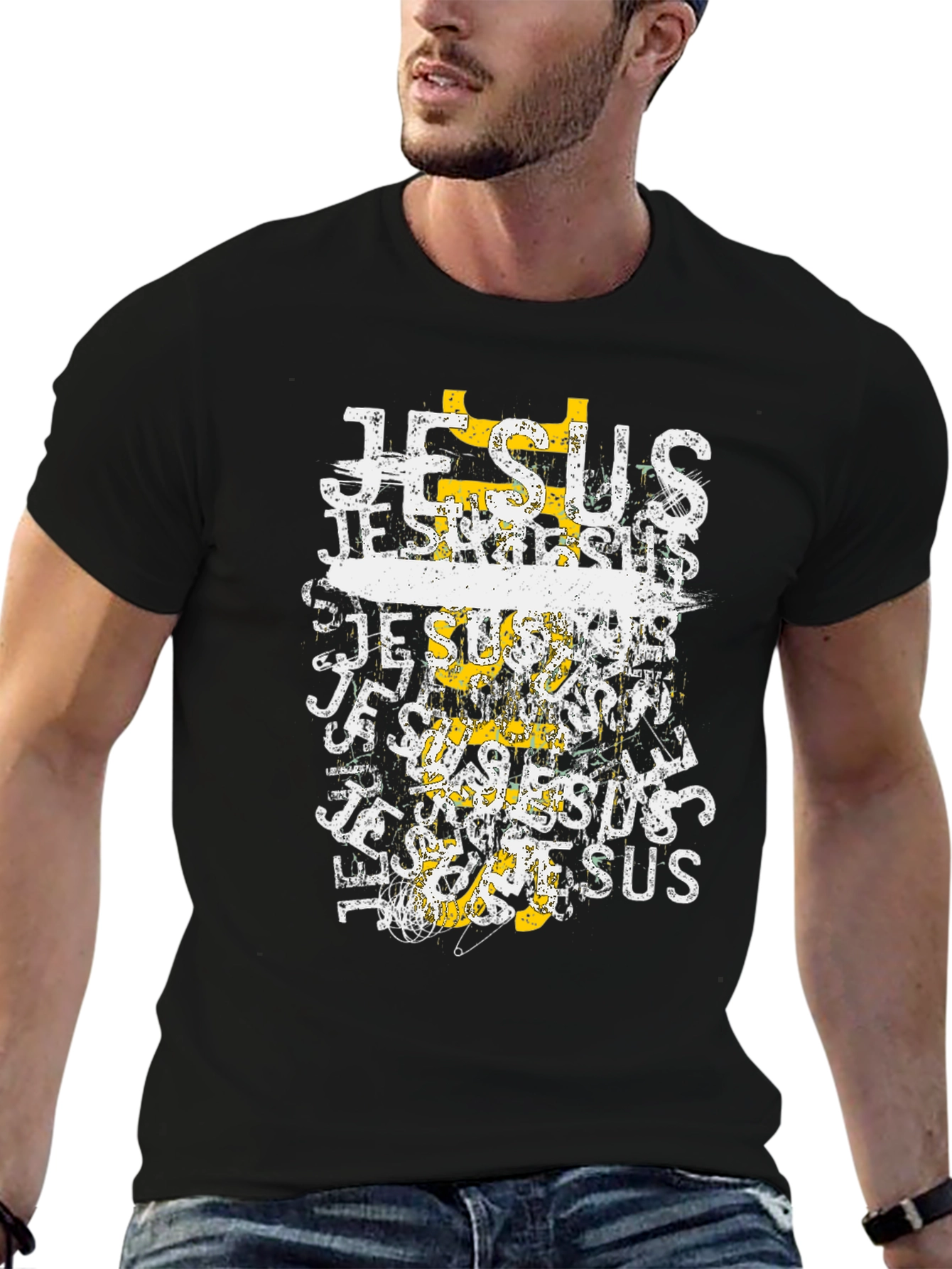 Jesus Graphic Print Crew Neck Tee