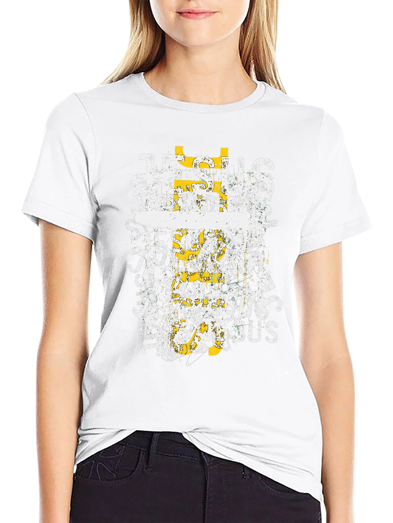 Jesus Graphic Print Crew Neck Tee