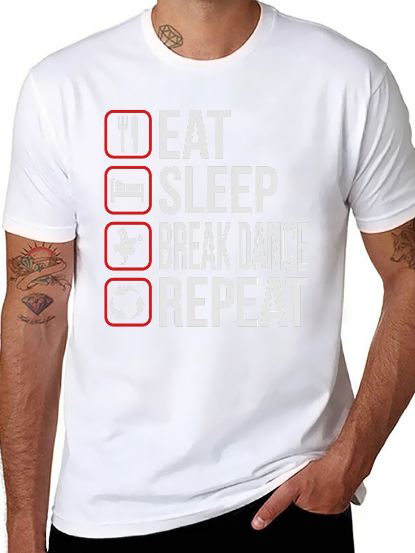 Eat Sleep Break Dance Repeat Black T-Shirt
