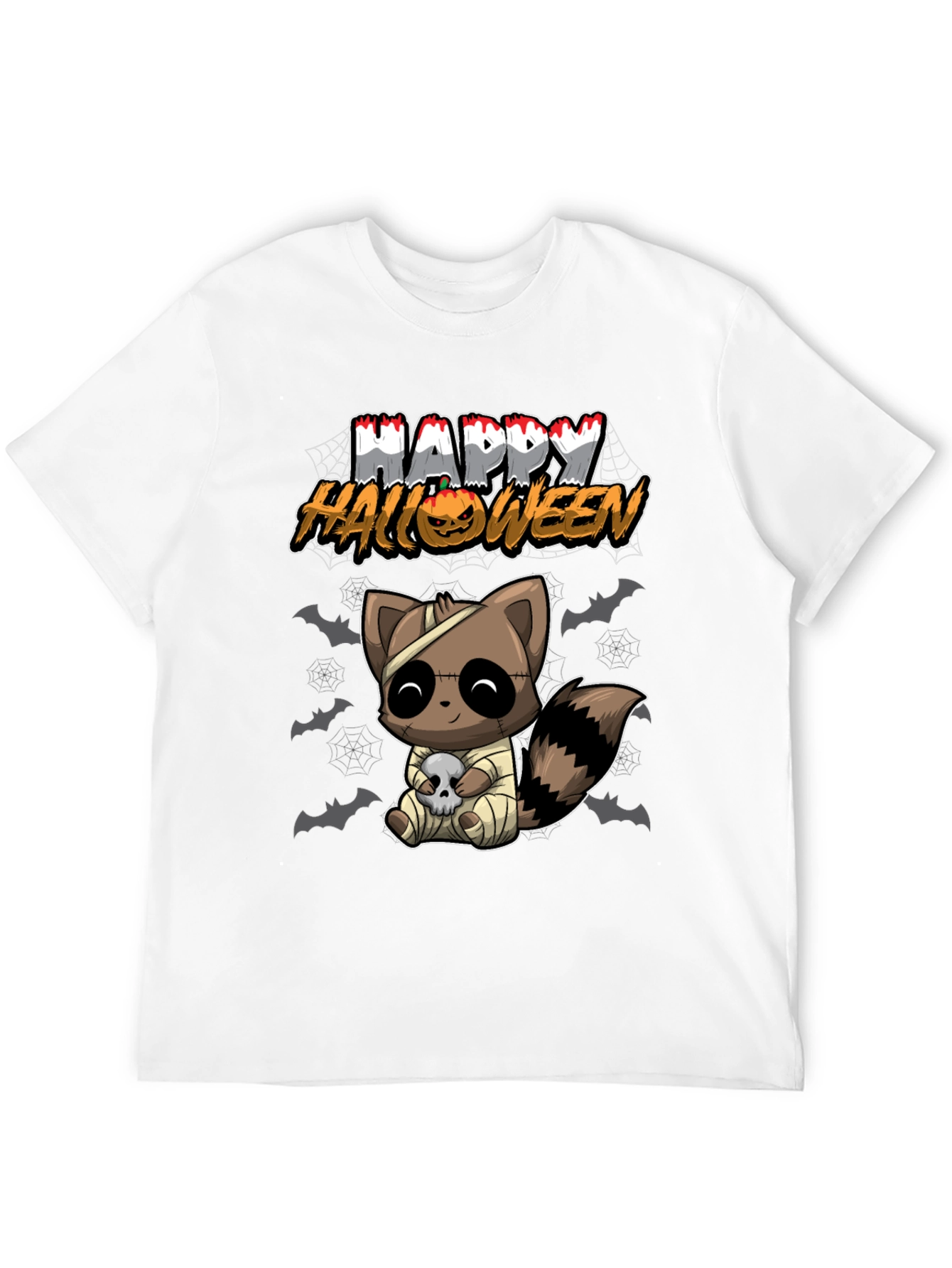Happy Halloween Raccoon Mummy Graphic Tee