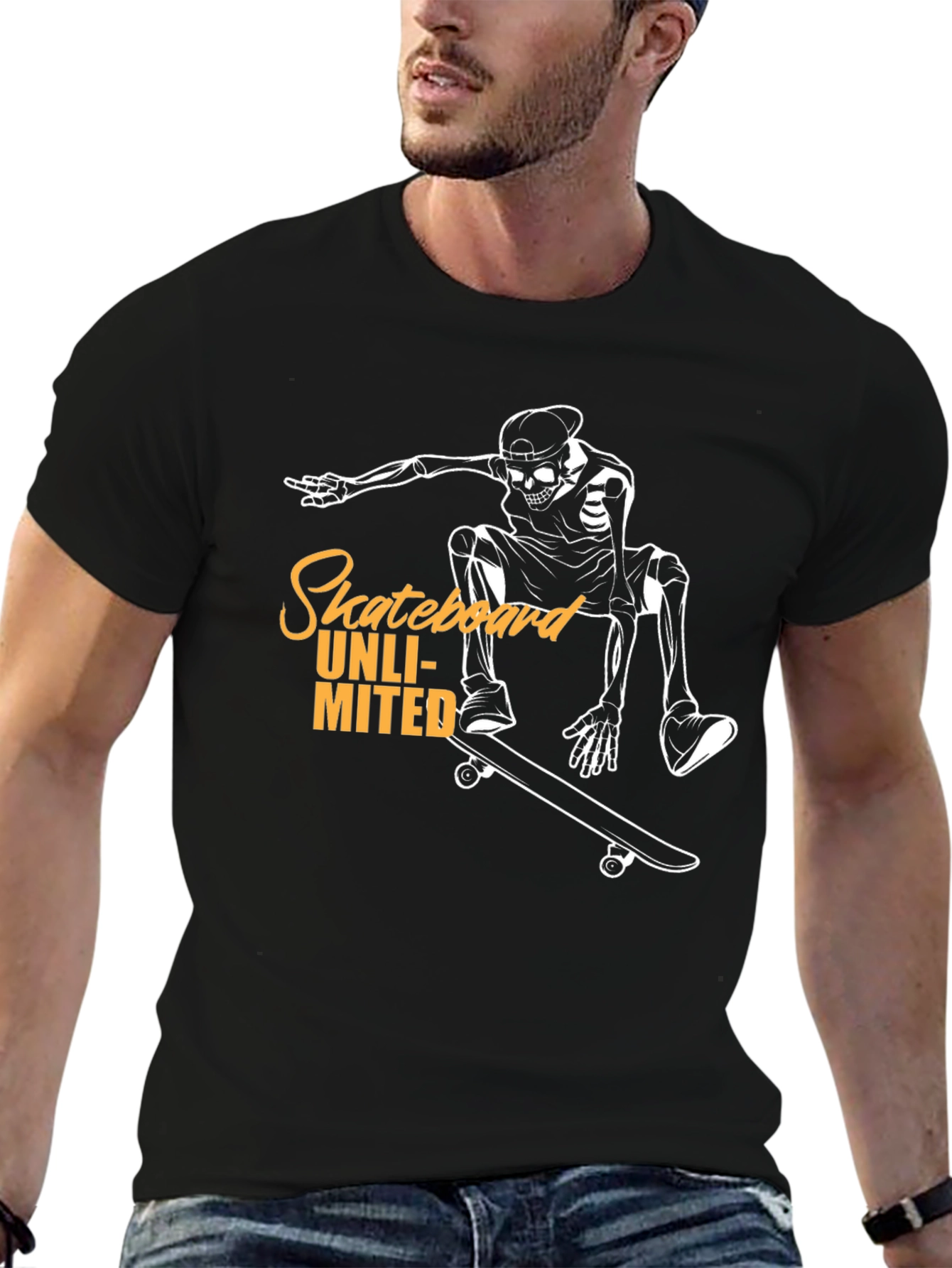 Skateboard Unlimited Black Graphic Tee