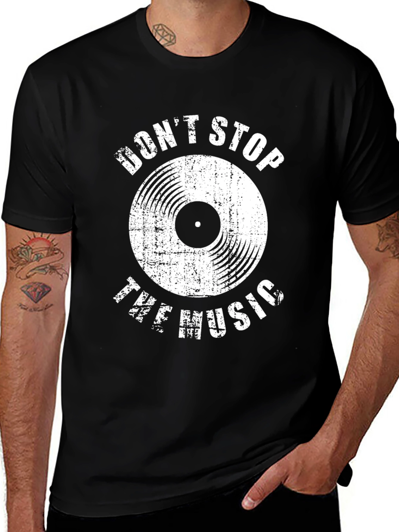 Dont Stop the Music Graphic Tee - Black
