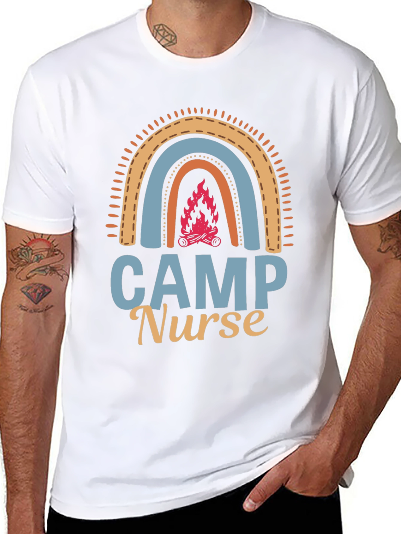 Camp Nurse Rainbow Graphic T-Shirt