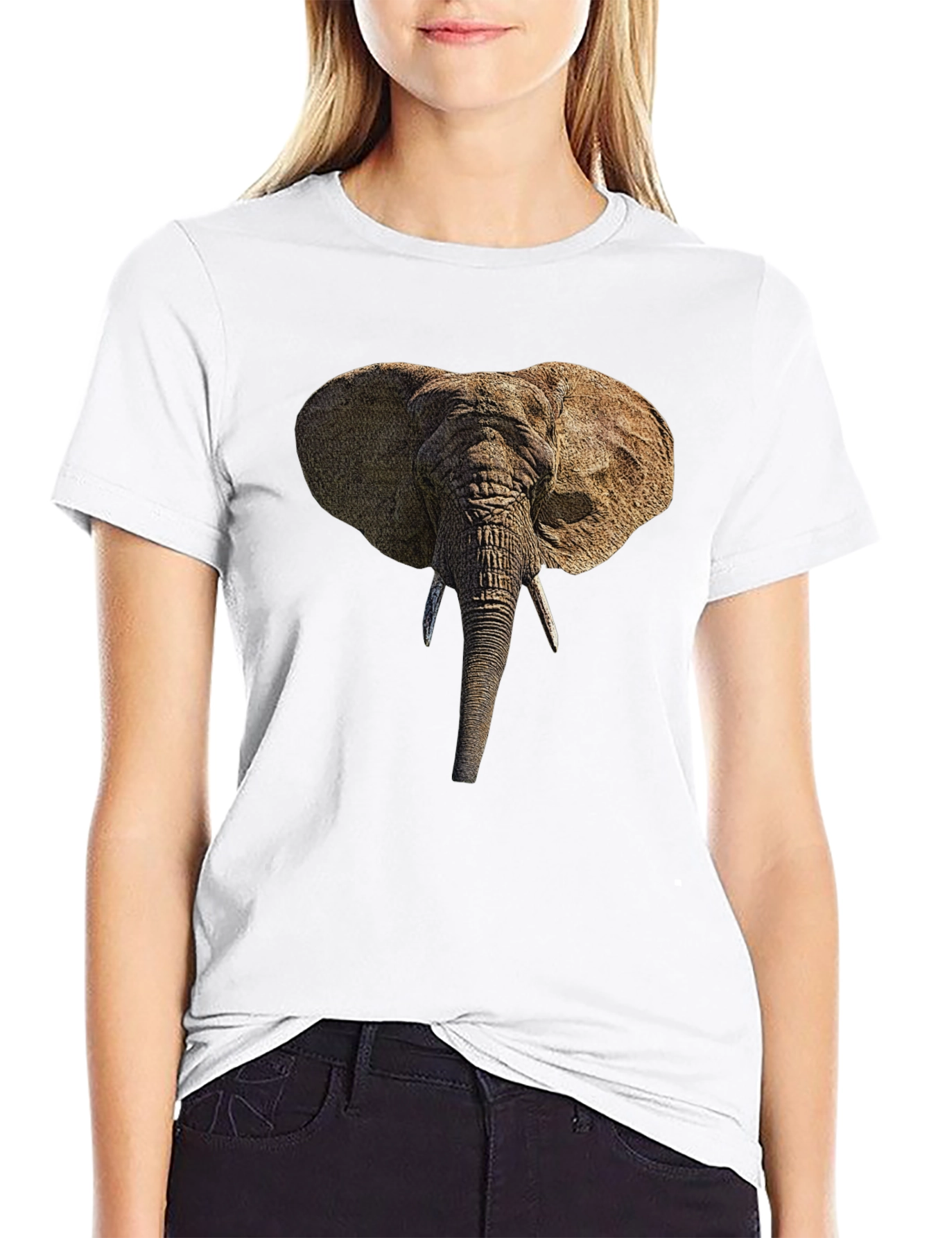 Elephant Head Graphic Black T-Shirt