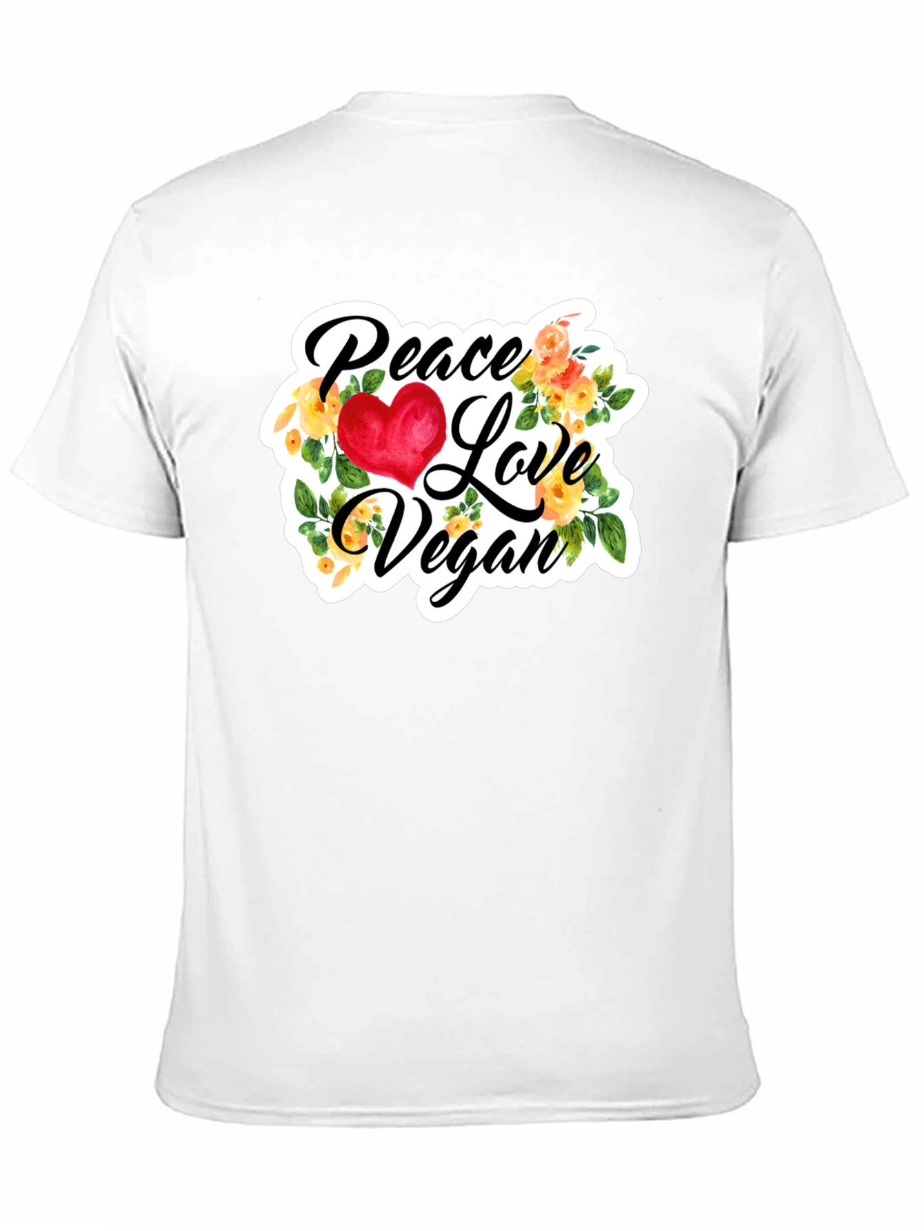 Peace Love Vegan Graphic Tee - Black