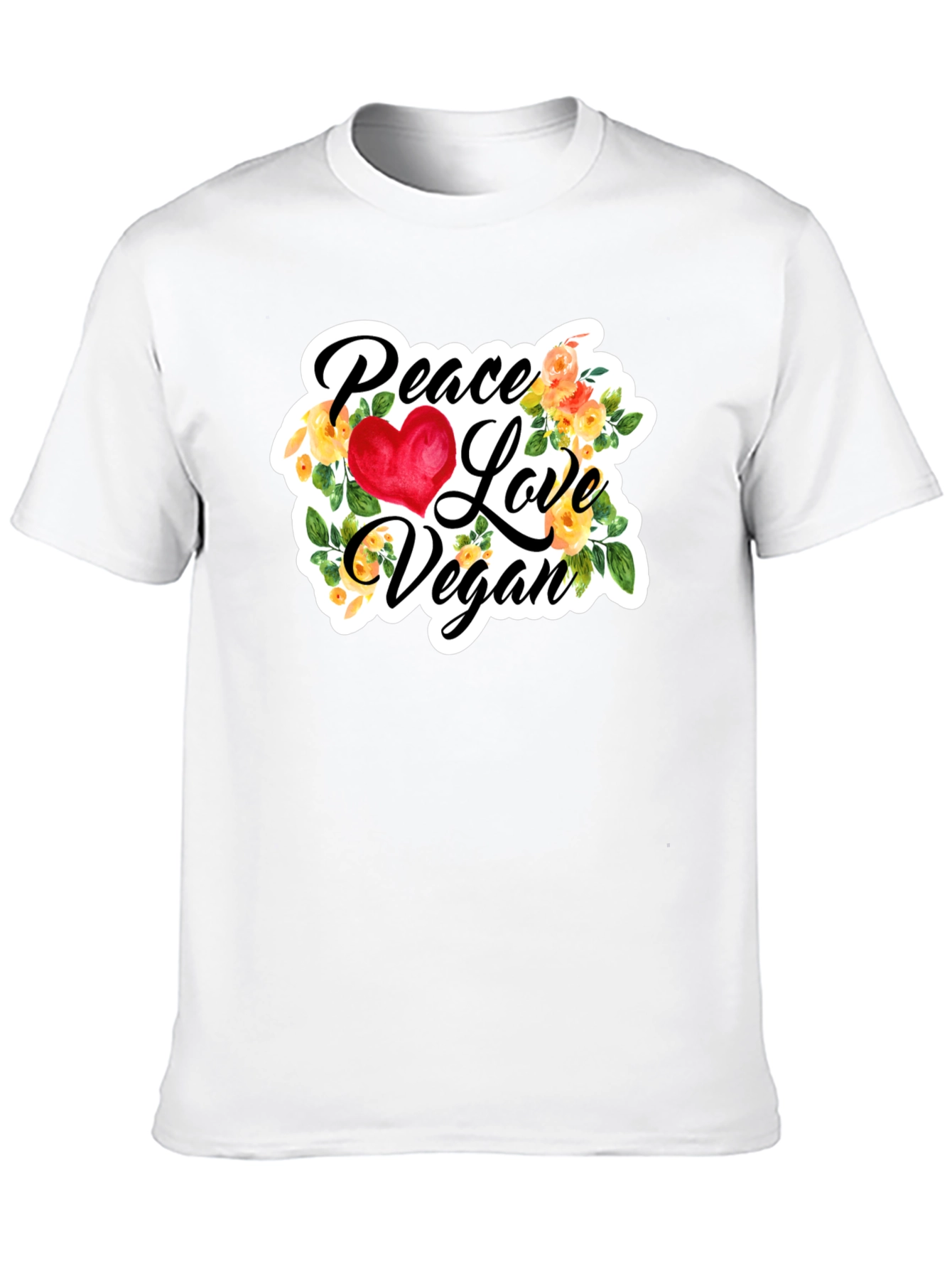 Peace Love Vegan Graphic Tee - Black