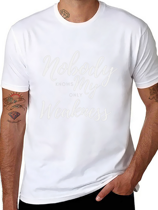 Nobody Knows My Only Weakness Black Graphic T-Shirt