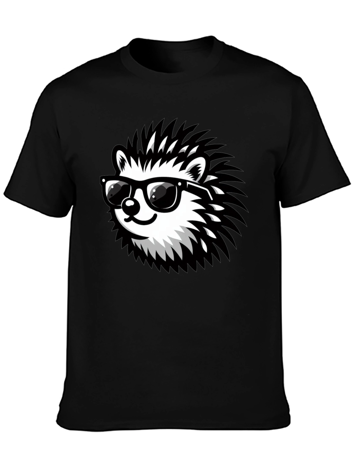 Cool Hedgehog Graphic Tee - Black