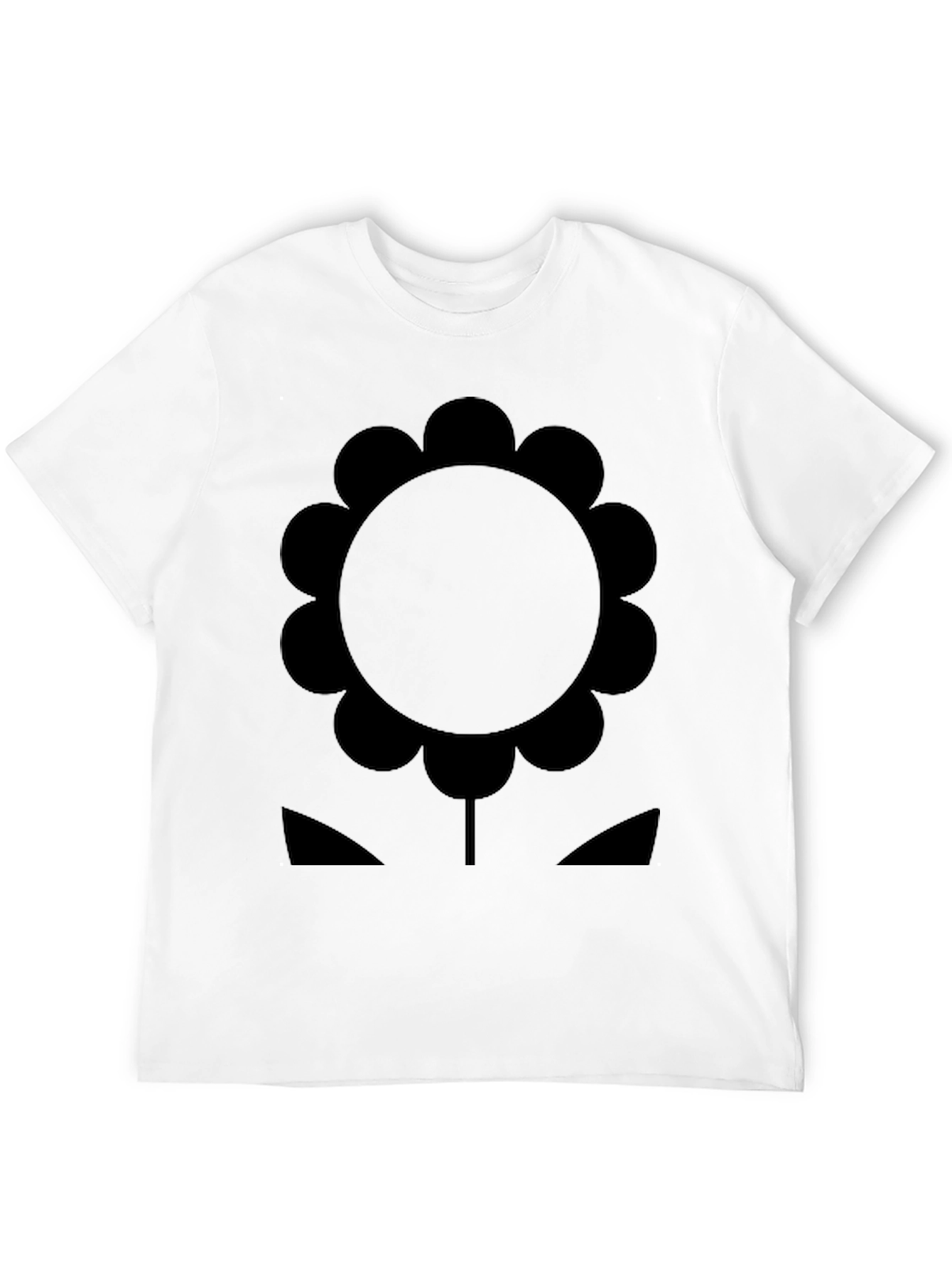 Black T-Shirt with Graphic Flower Design