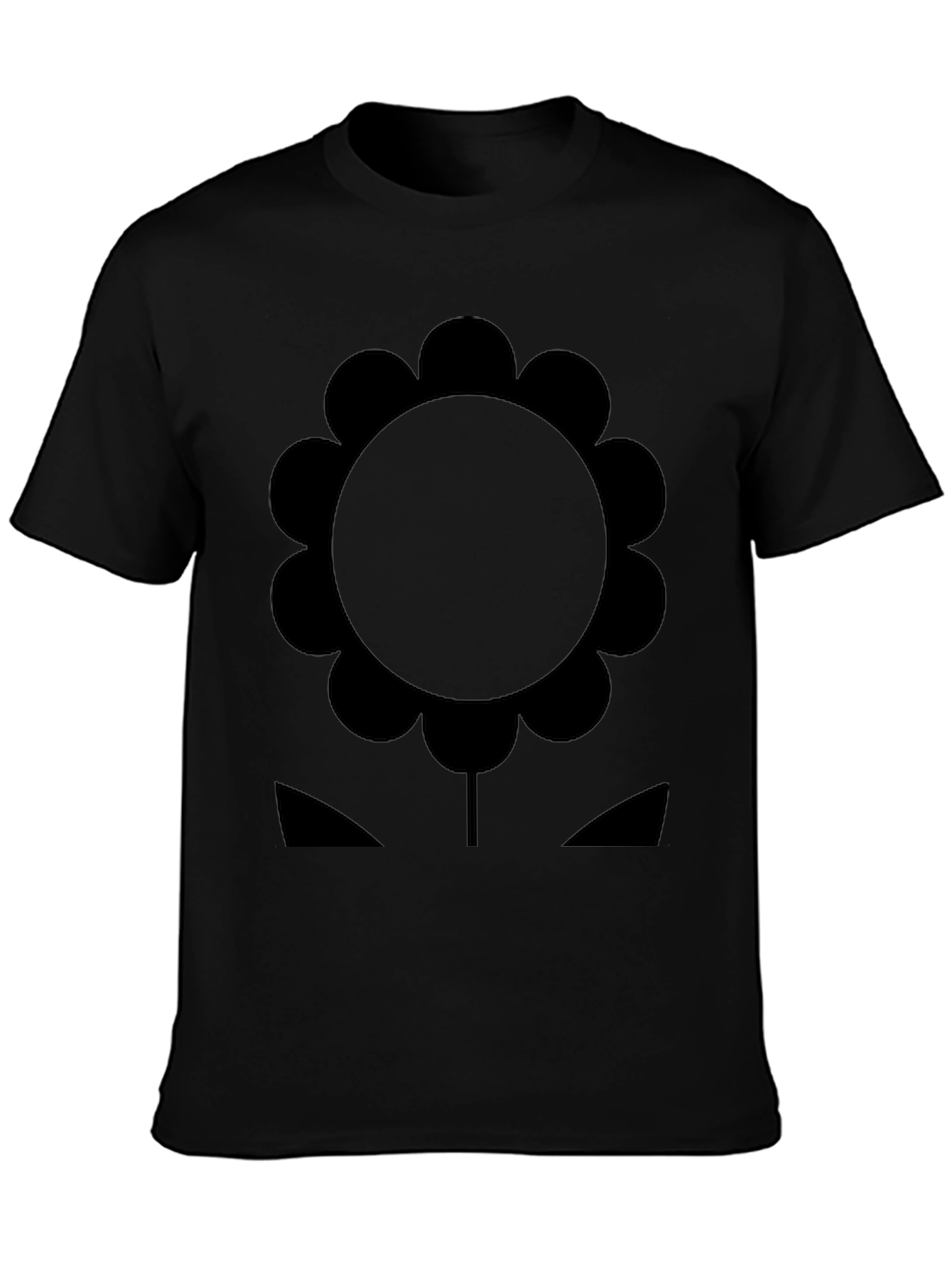 Black T-Shirt with Graphic Flower Design