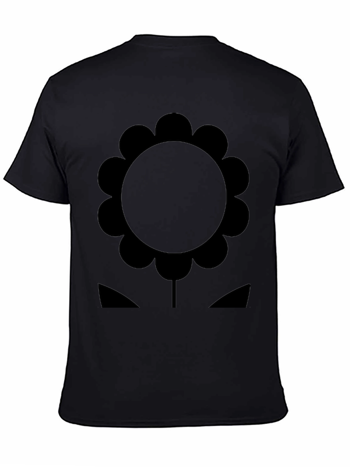 Black T-Shirt with Graphic Flower Design