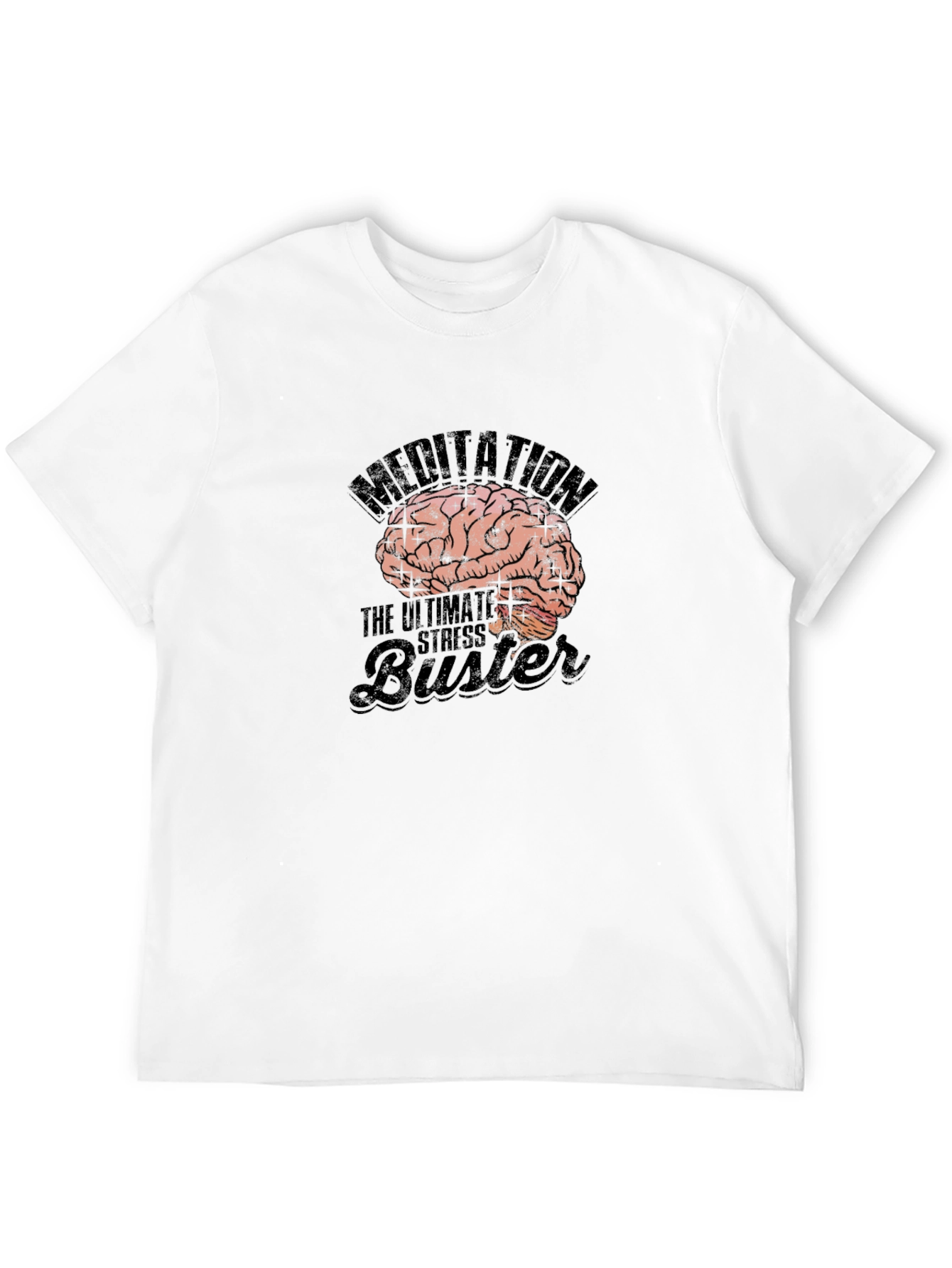Meditation Brain Graphic Black T-Shirt