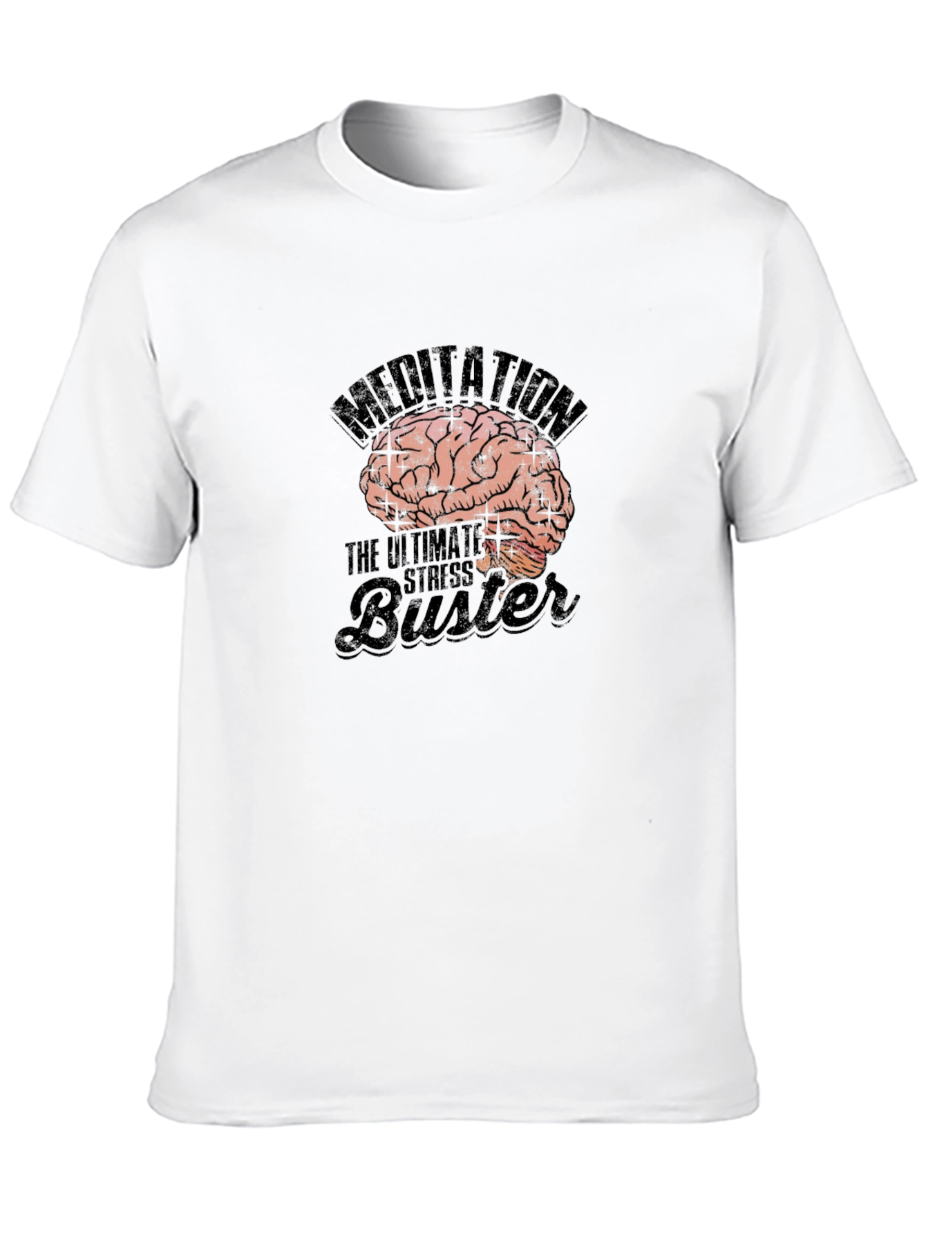 Meditation Brain Graphic Black T-Shirt