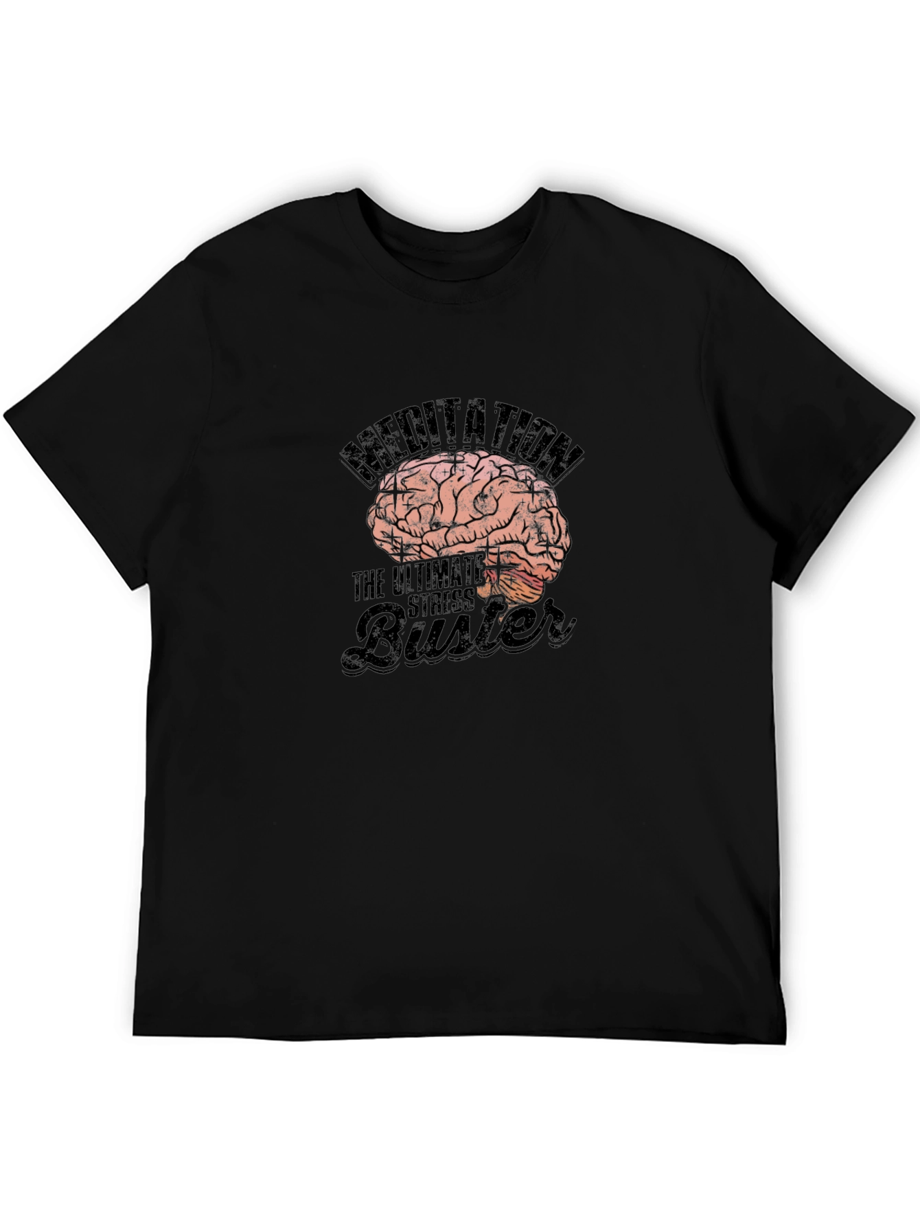 Meditation Brain Graphic Black T-Shirt