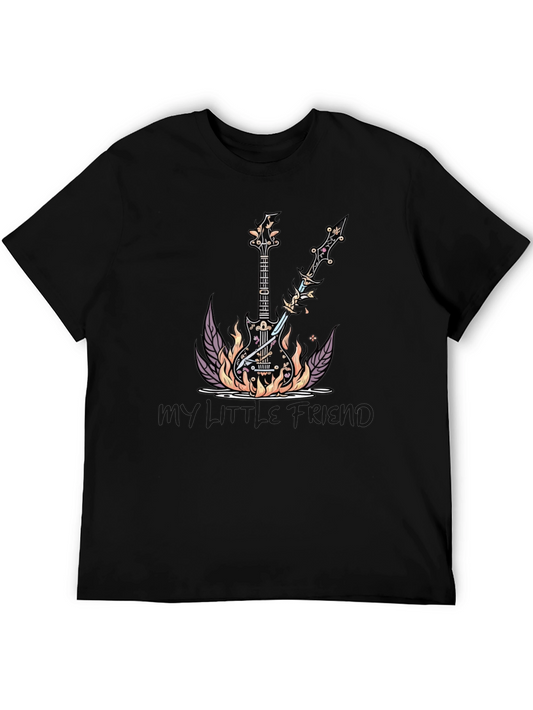 Fiery Guitar Graphic Tee - Rock Music Lover