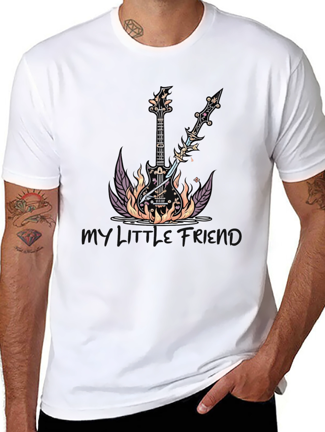 Fiery Guitar Graphic Tee - Rock Music Lover