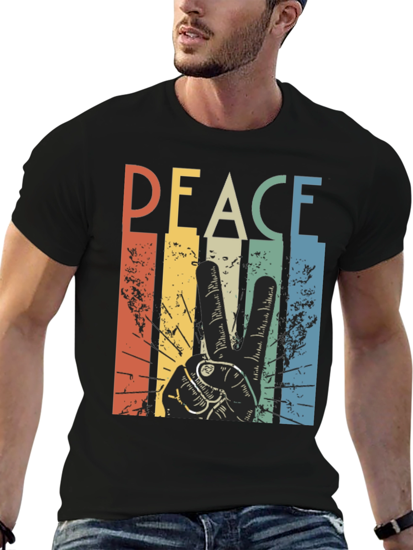 Retro Peace Sign Graphic T-Shirt